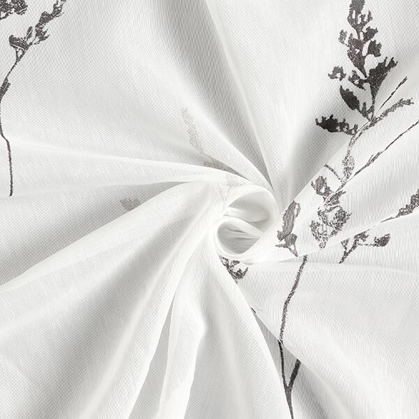 Curtain Fabric Voile fine grass 295 cm – white/black,  image number 3