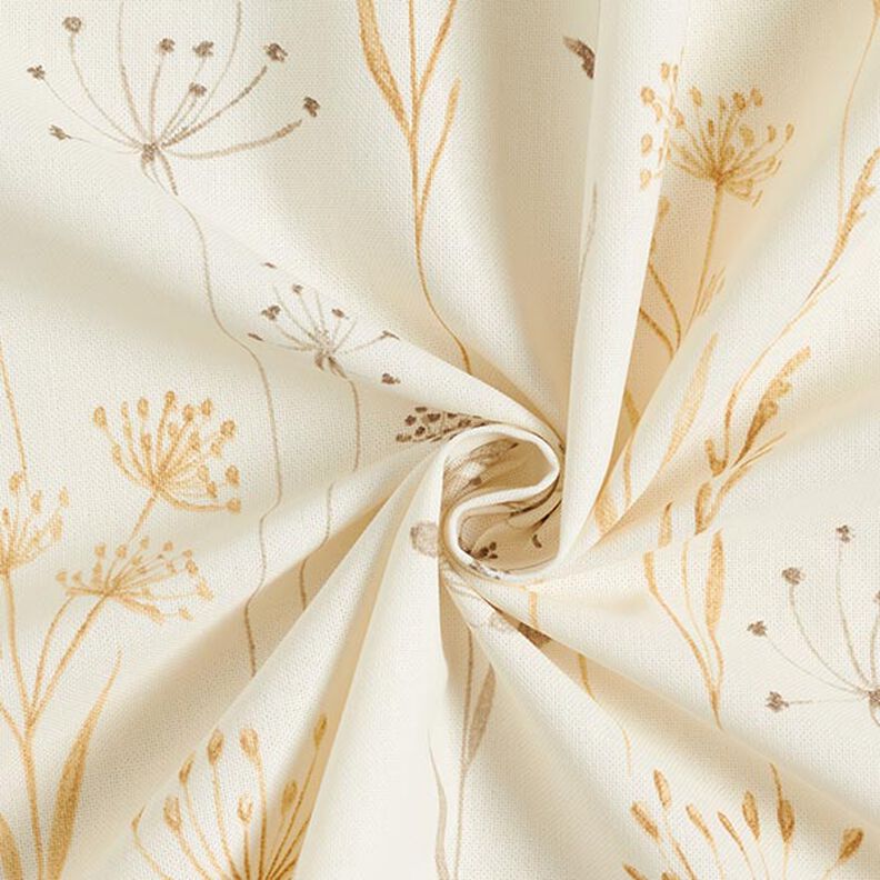Decor Fabric Half Panama Dried Flowers – light beige, image number 3