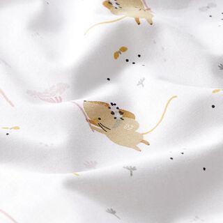 Cotton Poplin Mouse and Dandelion – white, 