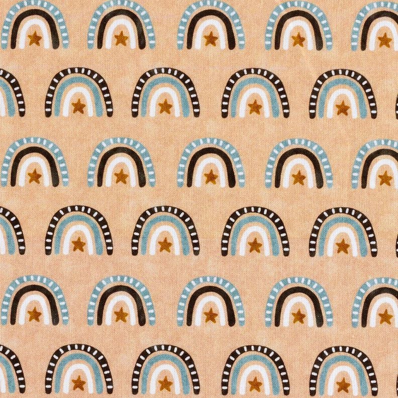 Cotton Poplin Rainbows Digital Print – beige, image number 1