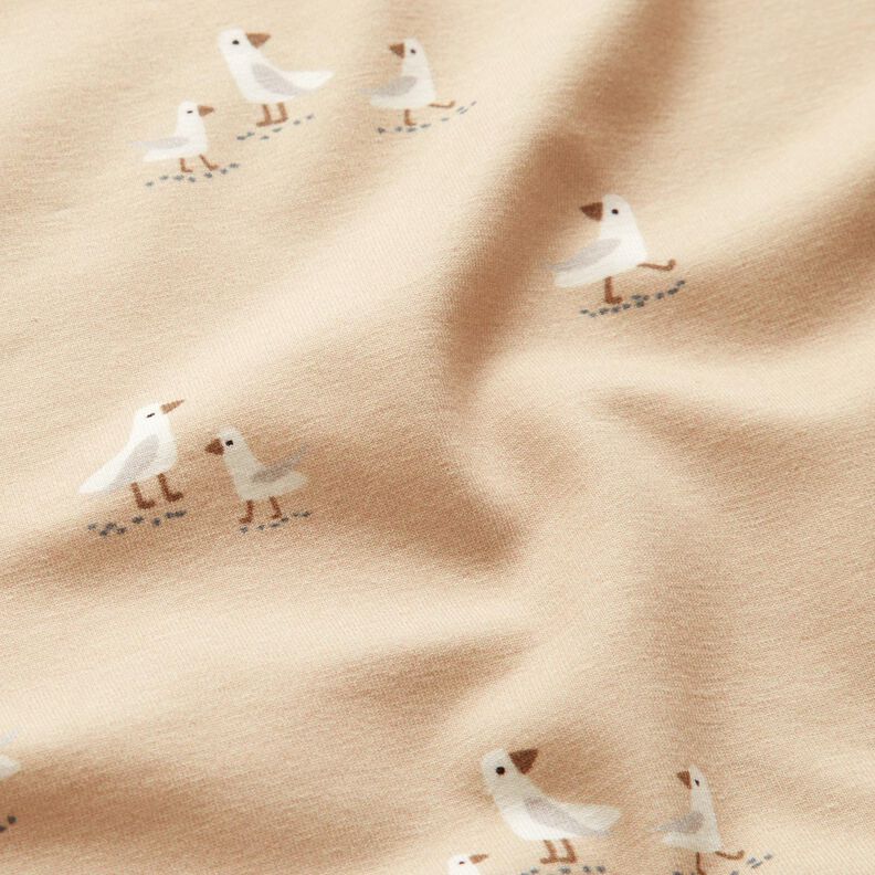 Cotton Jersey cute seagulls – cashew,  image number 2