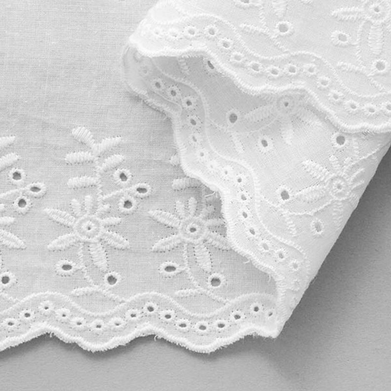 Scalloped Floral Lace Trim [ 9 cm ] – white,  image number 2