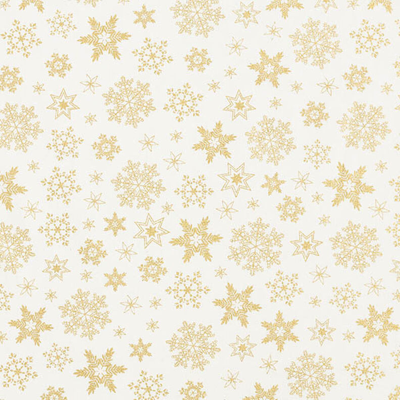 Cotton Poplin Snow Crystals – offwhite/gold, image number 1