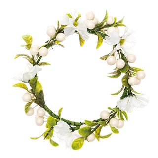 Decorative Floral Wreath with Berries [Ø 10 cm/ 16 cm] – white/green, 