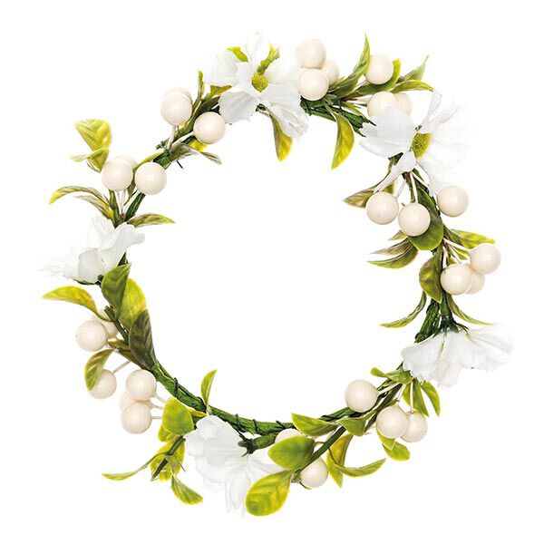 Decorative Floral Wreath with Berries [Ø 10 cm/ 16 cm] – white/green,  image number 1