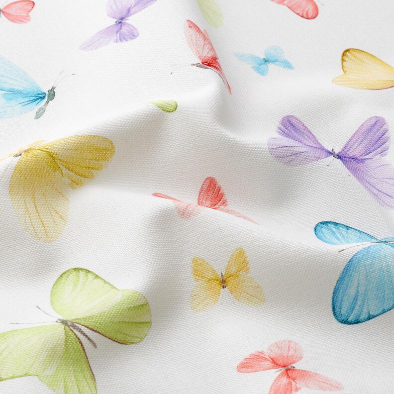 Decor Fabric Half Panama delicate butterflies – white/pastel green,  image number 2