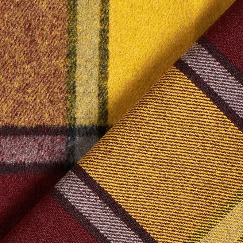 Coat Fabric roughened check – burgundy/curry yellow, image number 4