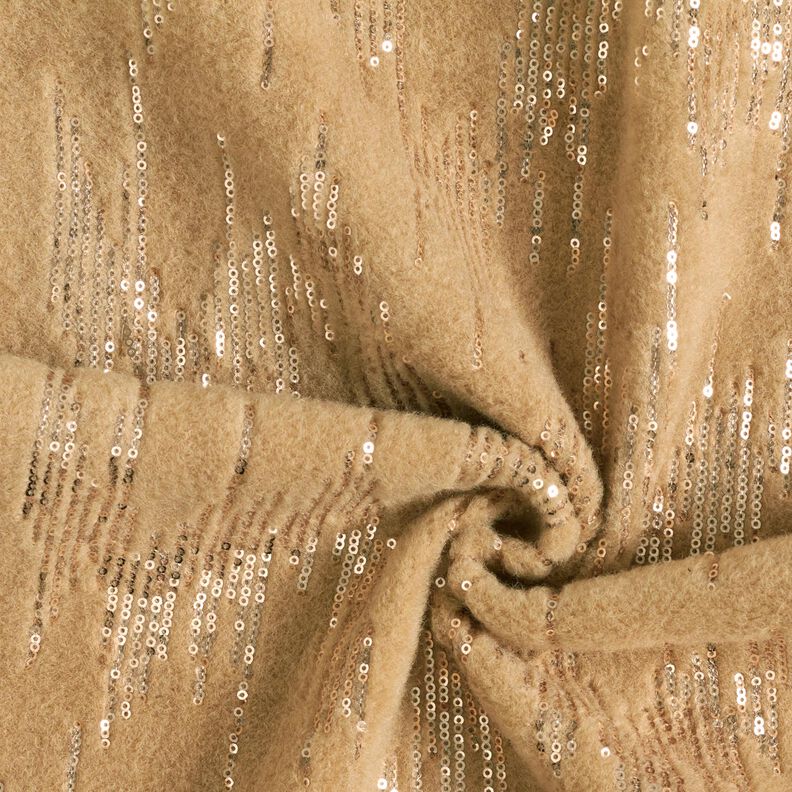 Knitted coat fabric sequin stripes – beige, image number 4
