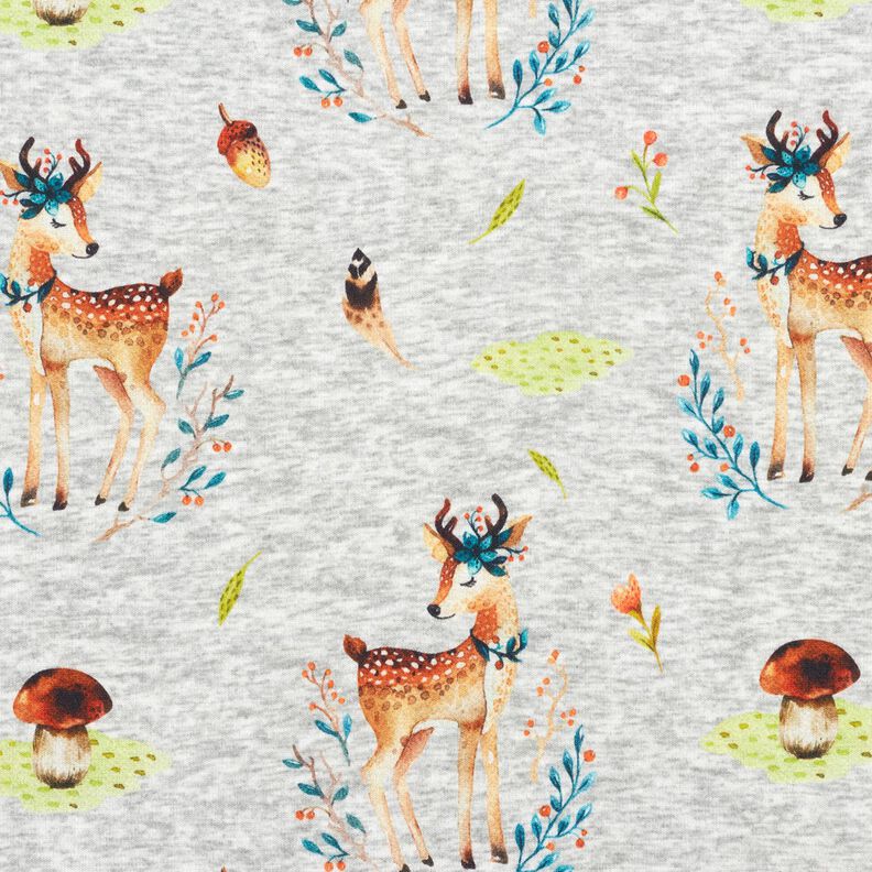 Alpine Fleece romantic deer – silver grey/natural, image number 1