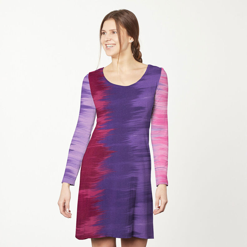 Viscose Jersey Colour gradient vertical stripes – aubergine/mauve,  image number 7