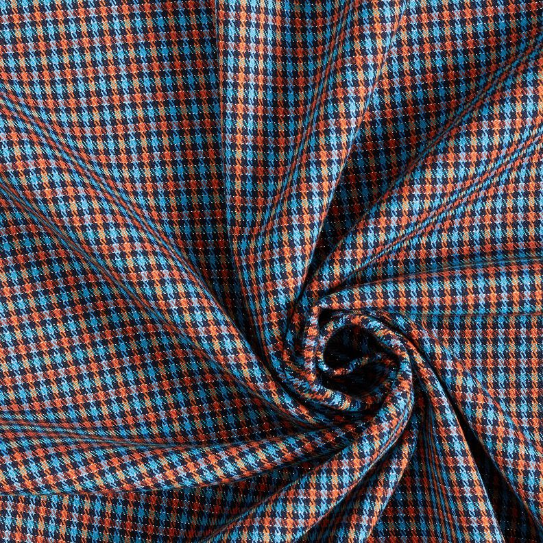Viscose Blend Check with glitter – turquoise/orange,  image number 3