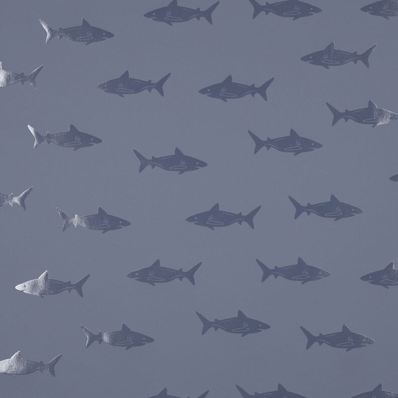 Raincoat Fabric Shark | by Poppy – blue grey,  image number 1