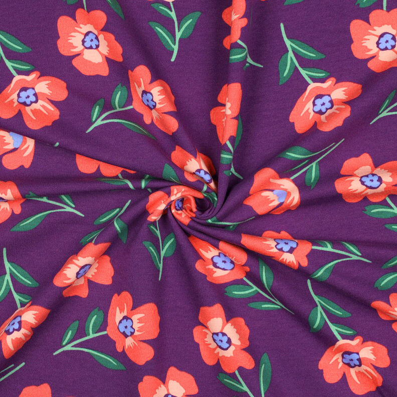 Brushed Sweatshirt Fabric Flowers | by Poppy – red lilac/lobster,  image number 3