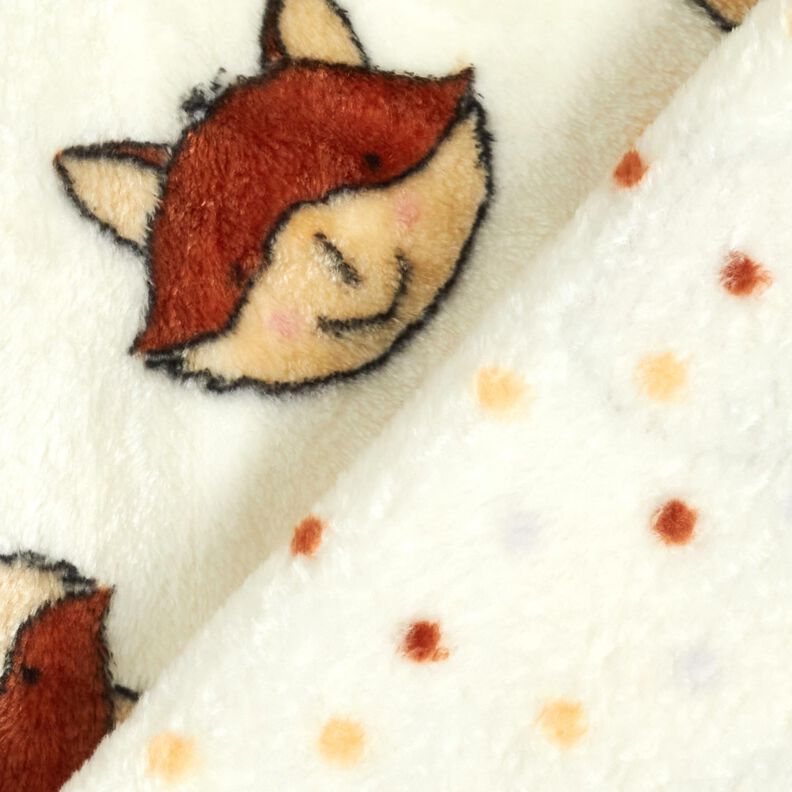 Cosy Fleece Doubleface friendly foxes – offwhite/brown, image number 4