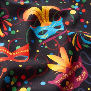 Carnival fabric, carnival masks – black, 