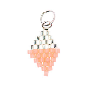 Pendant Brick Stitch Diamand [10 mm  x 15 mm] | Rico Design – silver metallic/pink, 