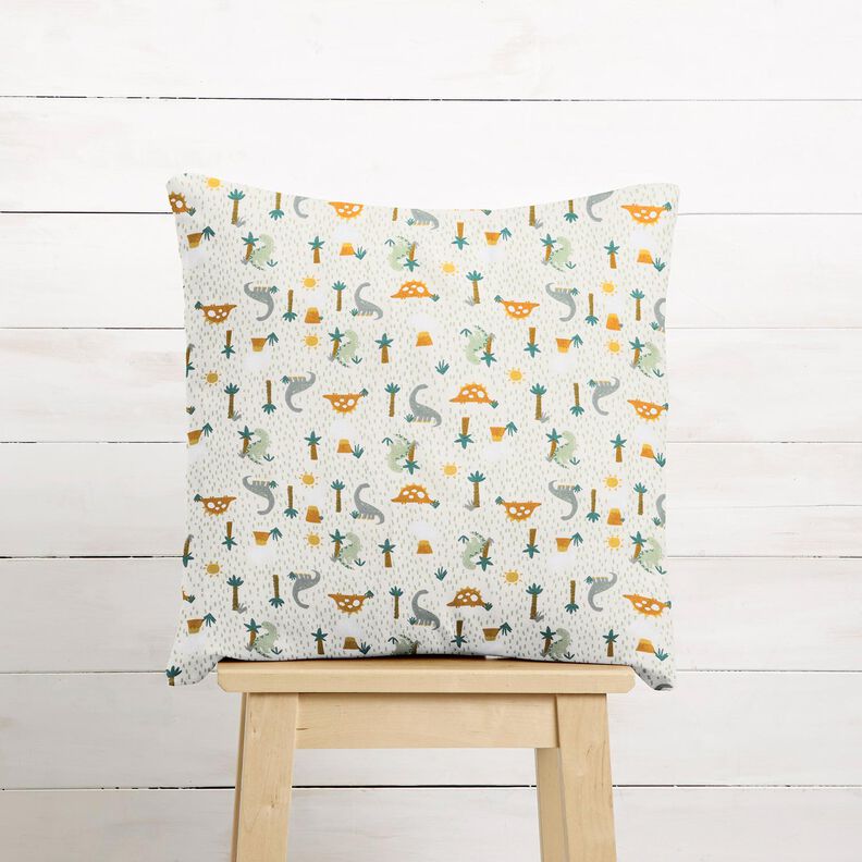 Cotton Cretonne Dinosaurs and palms – offwhite/pale mint,  image number 8
