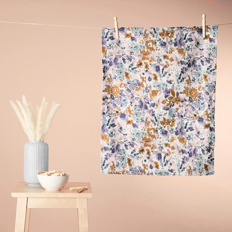 Waffle Piqué watercolour flowers | Poppy Fabrics – white/lavender, image number 8