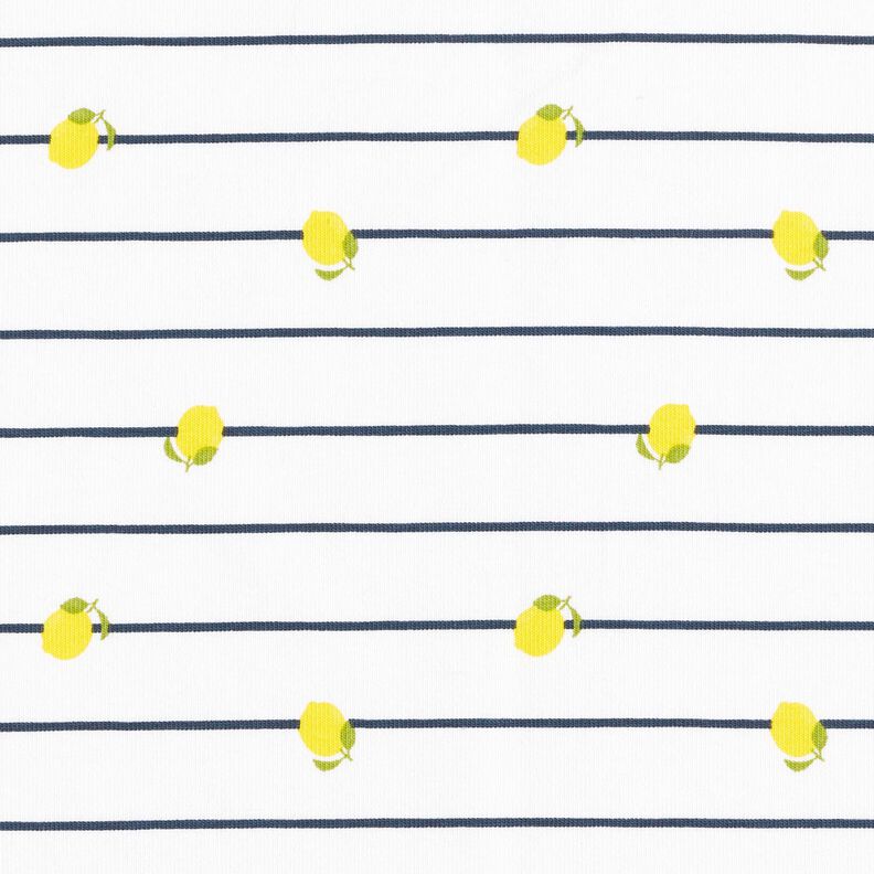 Cotton Jersey Stripes and lemons – offwhite,  image number 1