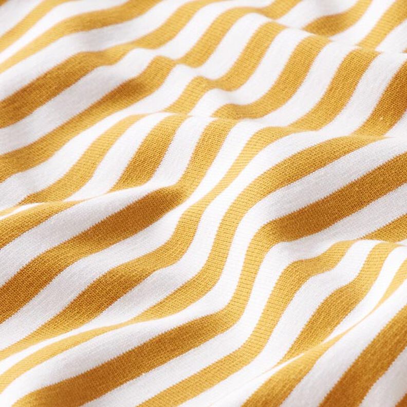 Cotton Jersey Narrow Stripes – mustard/white,  image number 2