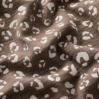 Double Gauze/Muslin large leopard pattern – dark taupe/white, 