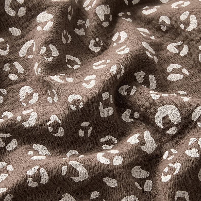 Double Gauze/Muslin large leopard pattern – dark taupe/white,  image number 2