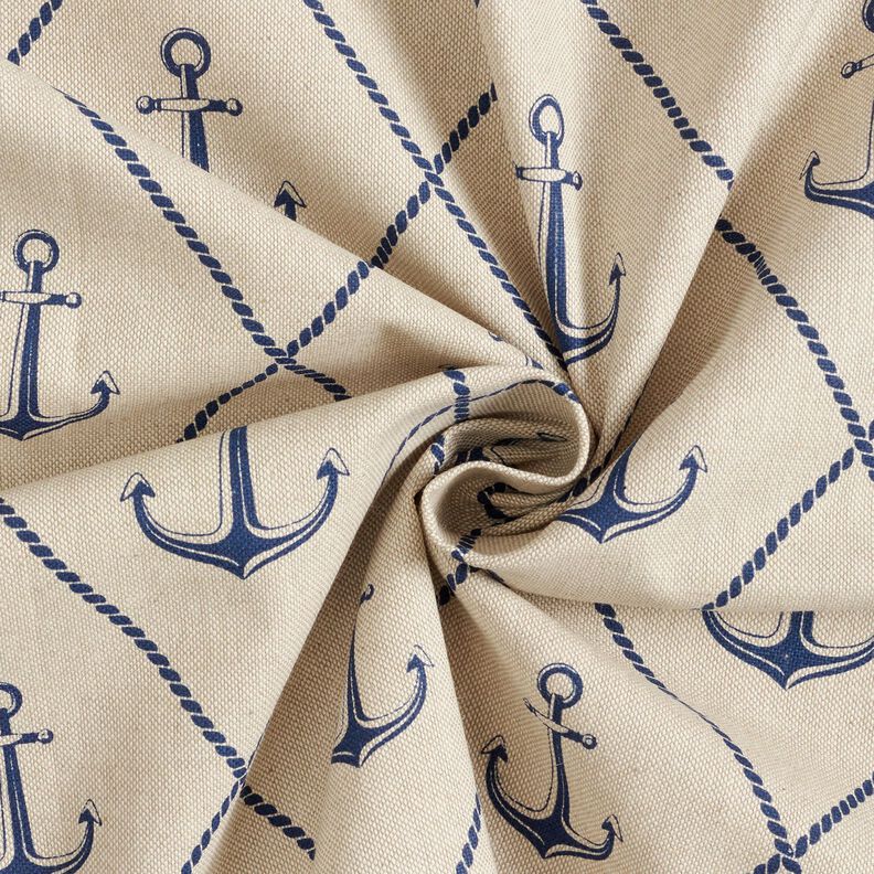 Decor Fabric Half Panama classic anchor – natural/navy blue,  image number 3