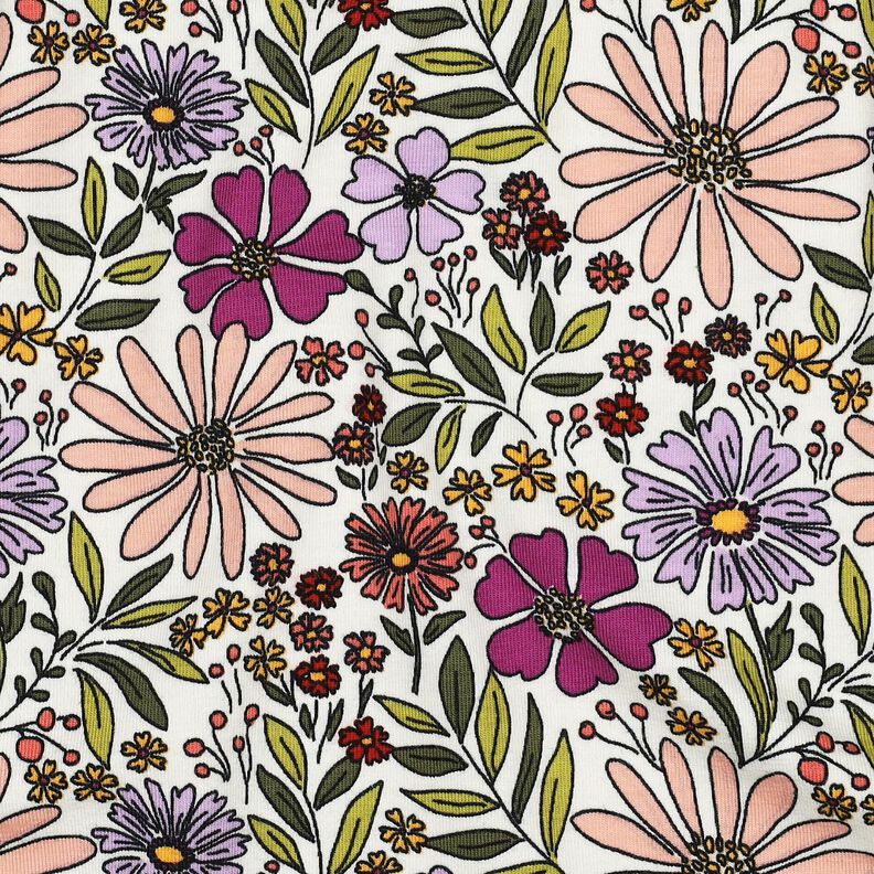 Cotton Jersey sea of flowers| Poppy Fabrics – offwhite/mauve,  image number 2