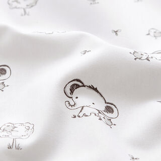GOTS Cotton Poplin baby elephants – white, 