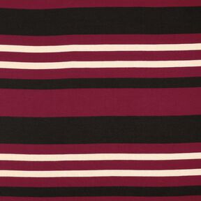 Knitted fabric wide stripes – burgundy/beige, 