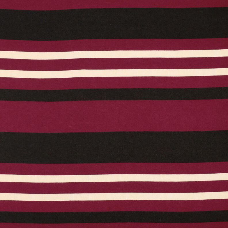 Knitted fabric wide stripes – burgundy/beige, image number 1