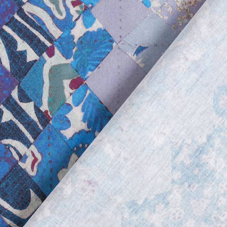 GOTS Cotton Batiste pattern blend colour gradient | TCC x LOOKS by Wolfgang Joop – blue/dark brown,  image number 5