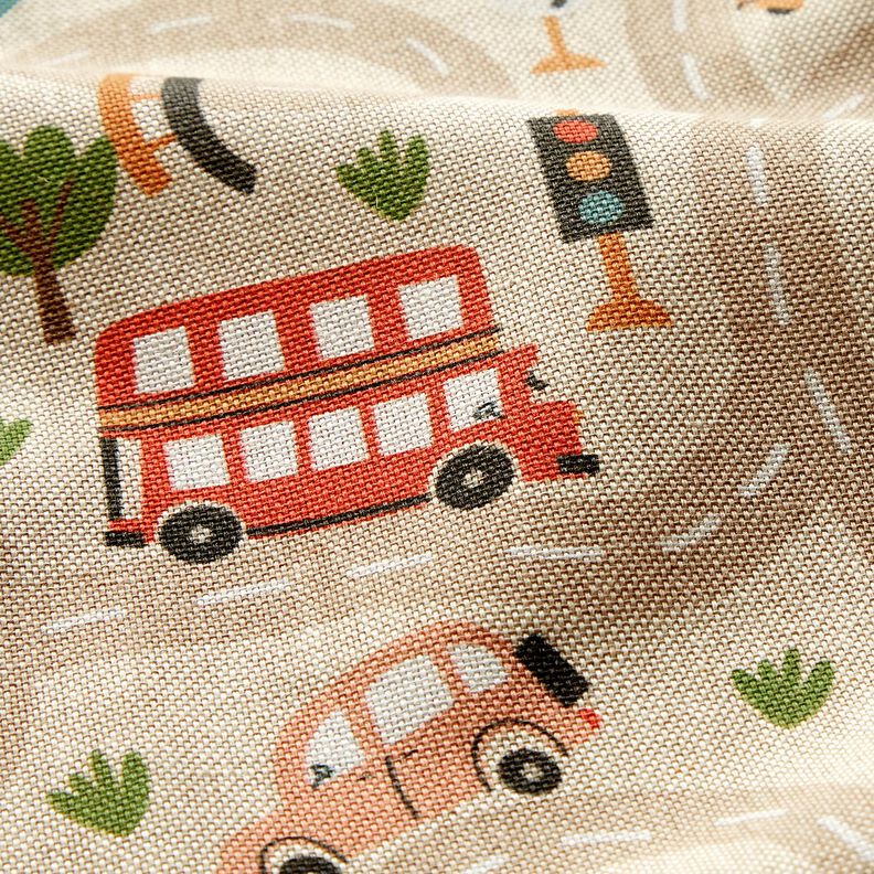 Decor Fabric Half Panama play street – natural/light olive | Remnant 50cm,  image number 2