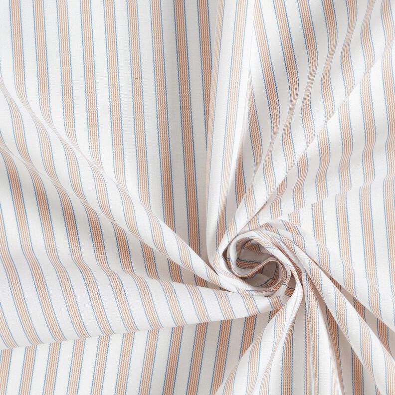 Bi-colour stripes cotton fabric – offwhite/apricot,  image number 3