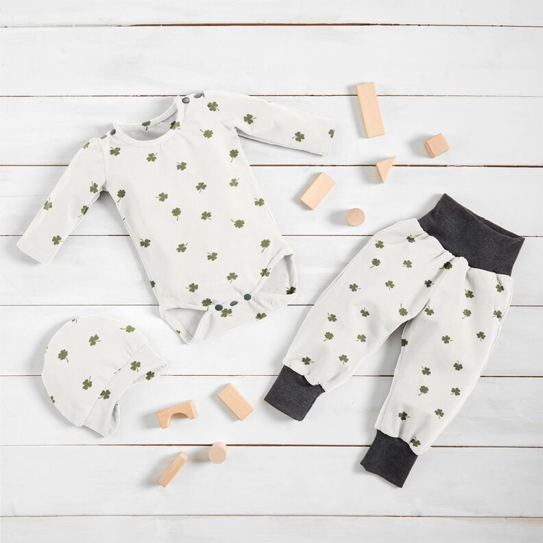 Cotton Jersey Clover Leaves – offwhite,  image number 6