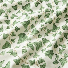 Decor Fabric Half Panama climbing ivy – white/green, 