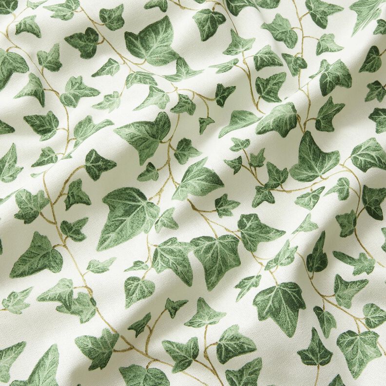Decor Fabric Half Panama climbing ivy – white/green,  image number 2