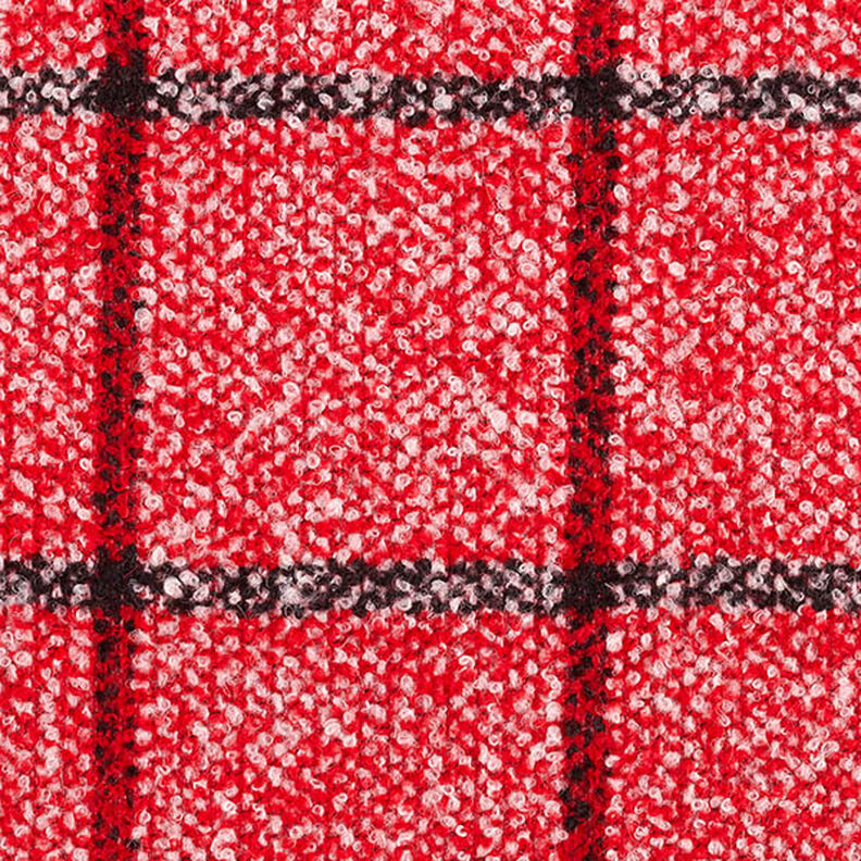 Checked Bouclé Coating Fabric – red,  image number 1