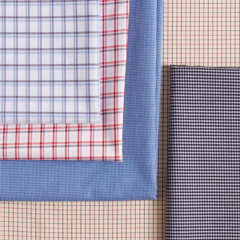 Shirt fabric small check – black/light blue,  image number 5