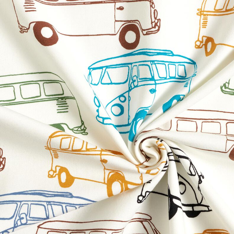 French Terry colourful buses – offwhite,  image number 3