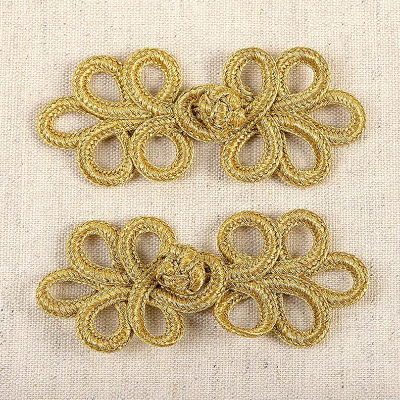 Trimmings closure [ 3 x 8 cm ] – gold metallic,  image number 1