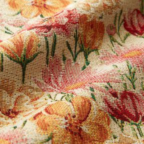 Decor Fabric Tapestry Fabric Meadow Flowers – light beige/carmine, 