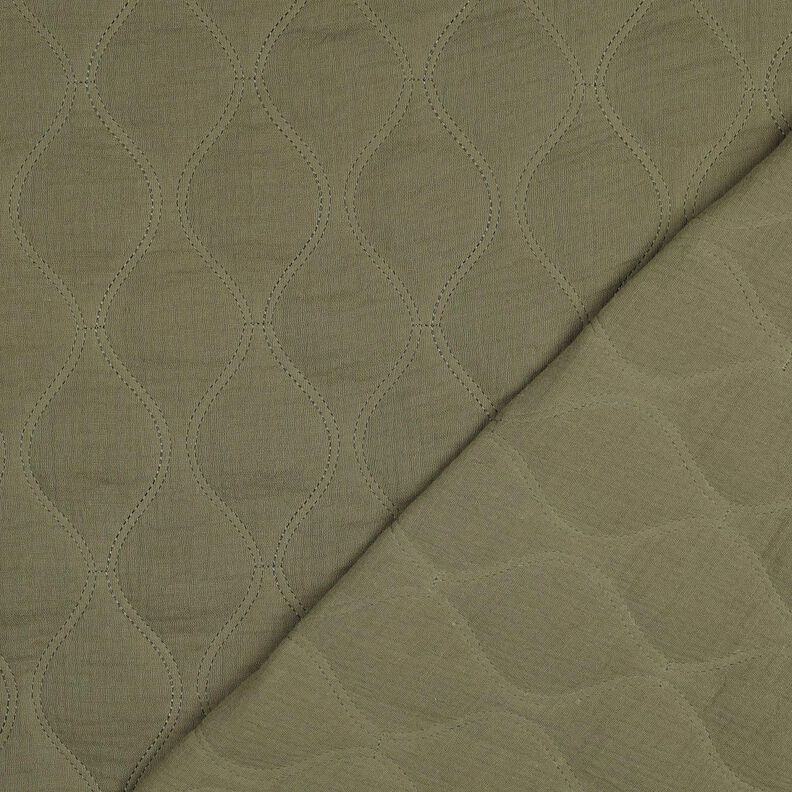 Quilted Fabric Muslin waves – light khaki, image number 4