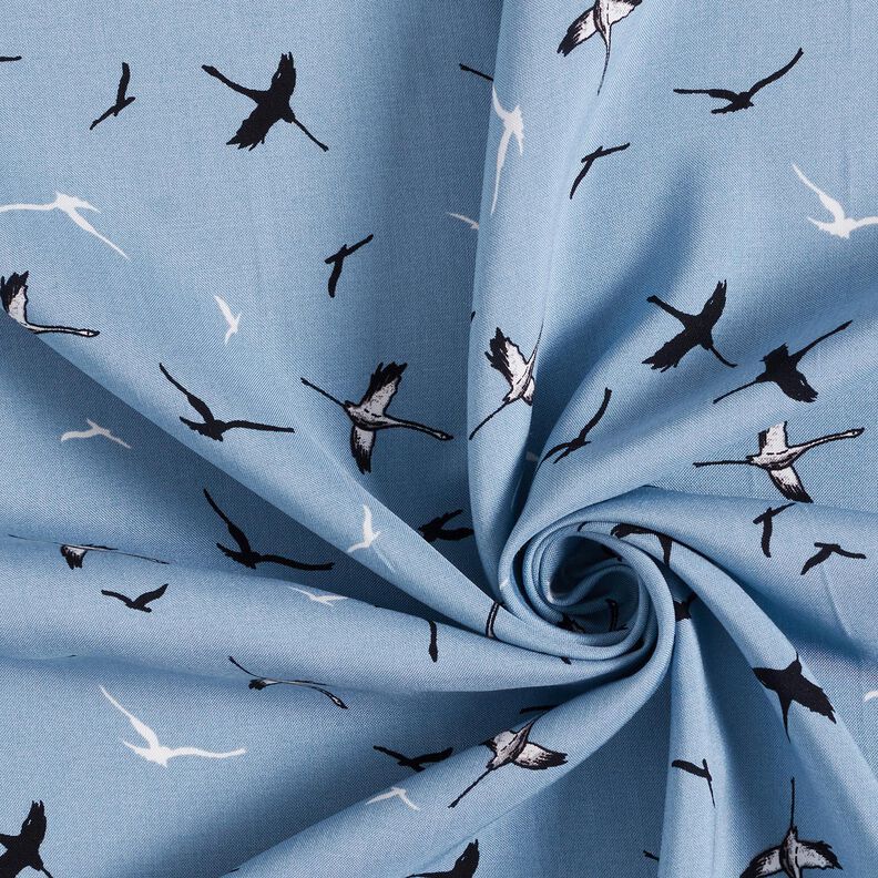 Cranes bamboo fabric – blue grey,  image number 3
