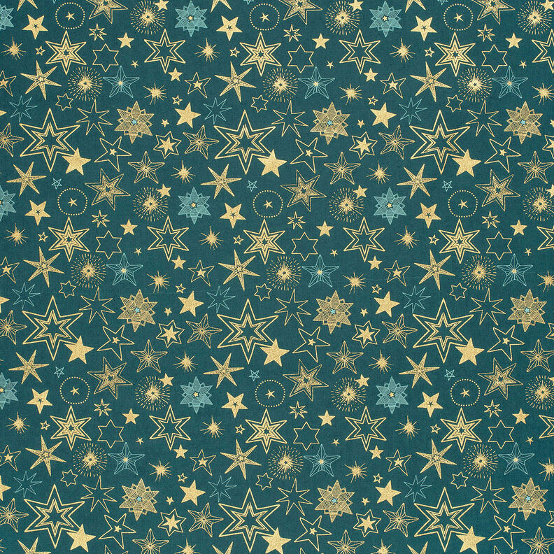 Cotton Poplin Large Stars – blue spruce/gold, image number 6