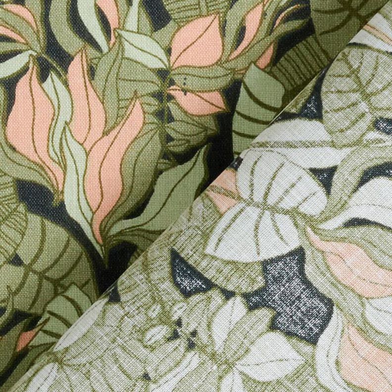 Cotton Cretonne tropical leaves – black/green,  image number 3