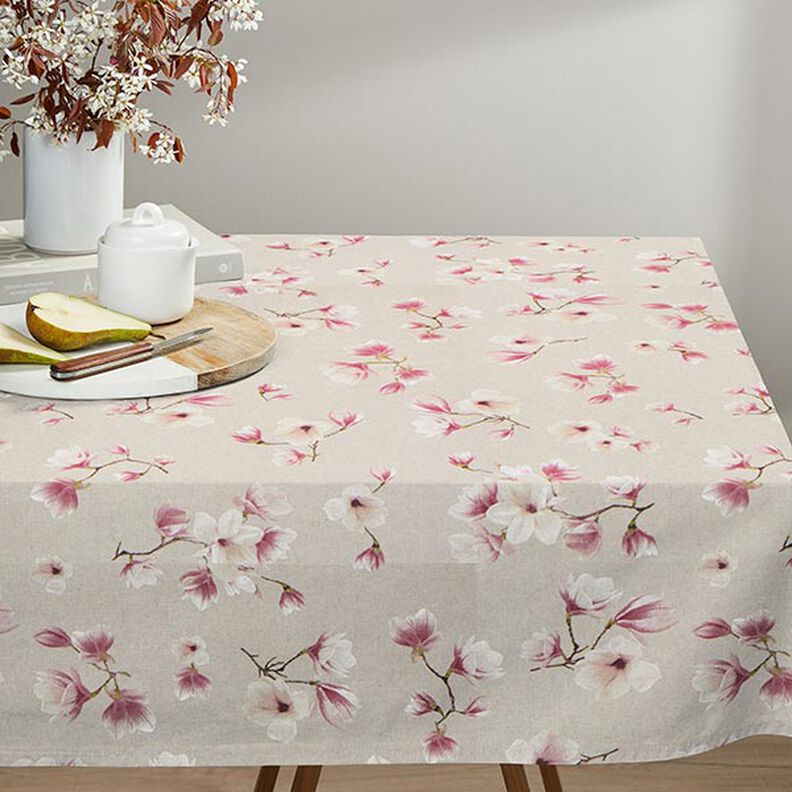 Decor Fabric Half Panama Magnolia Blossom – hollyhock/natural,  image number 8