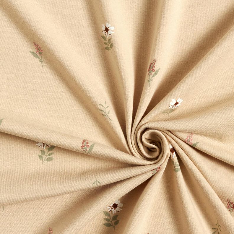 Cotton Jersey delicate flowers &ndash; sand,  image number 3