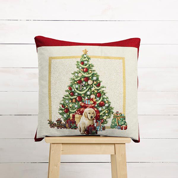 Decorative Panel Tapestry Fabric Holiday Dog – light beige/red,  image number 5