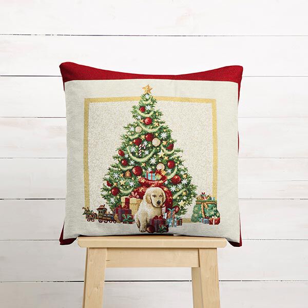 Decorative Panel Tapestry Fabric Holiday Dog – light beige/red, image number 5